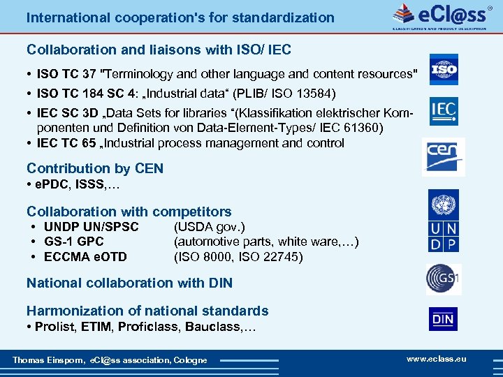 International cooperation's for standardization Collaboration and liaisons with ISO/ IEC • ISO TC 37