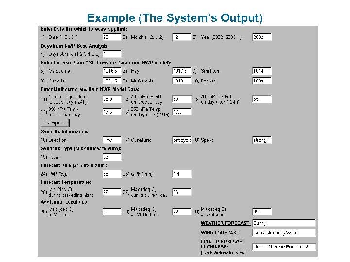 Example (The System’s Output) 