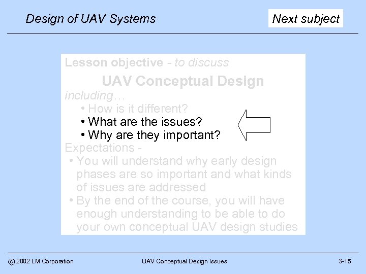 Design of UAV Systems Next subject Lesson objective - to discuss UAV Conceptual Design