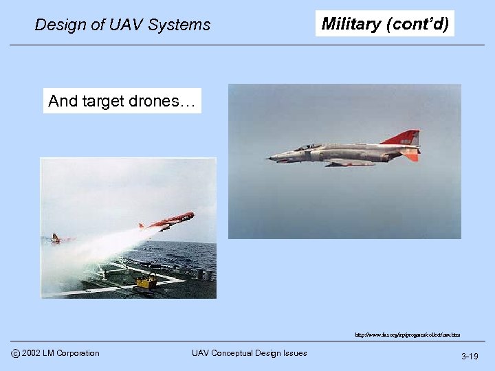 Design of UAV Systems Military (cont’d) And target drones… http: //www. fas. org/irp/program/collect/uav. htm