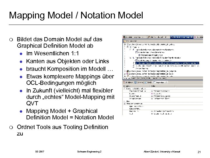 Mapping Model / Notation Model m Bildet das Domain Model auf das Graphical Definition