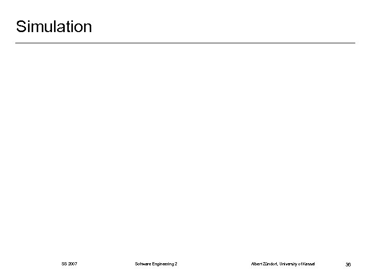Simulation SS 2007 Software Engineering 2 Albert Zündorf, University of Kassel 36 