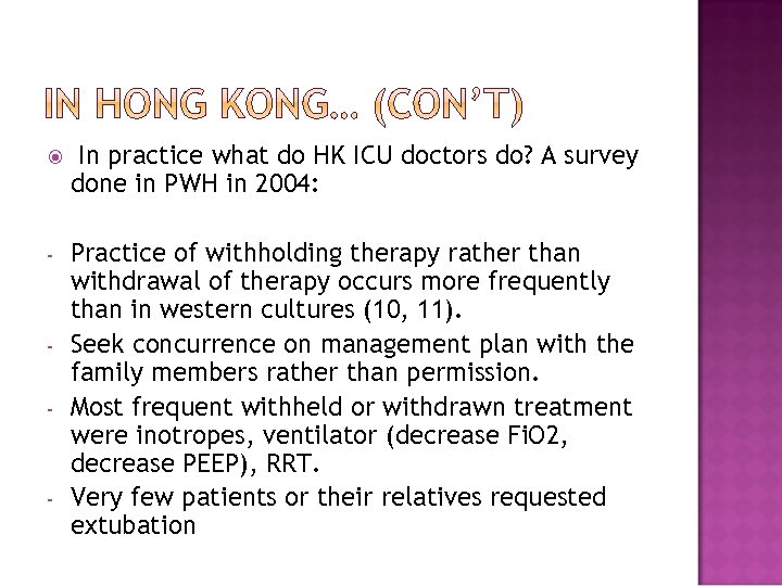  In practice what do HK ICU doctors do? A survey done in PWH