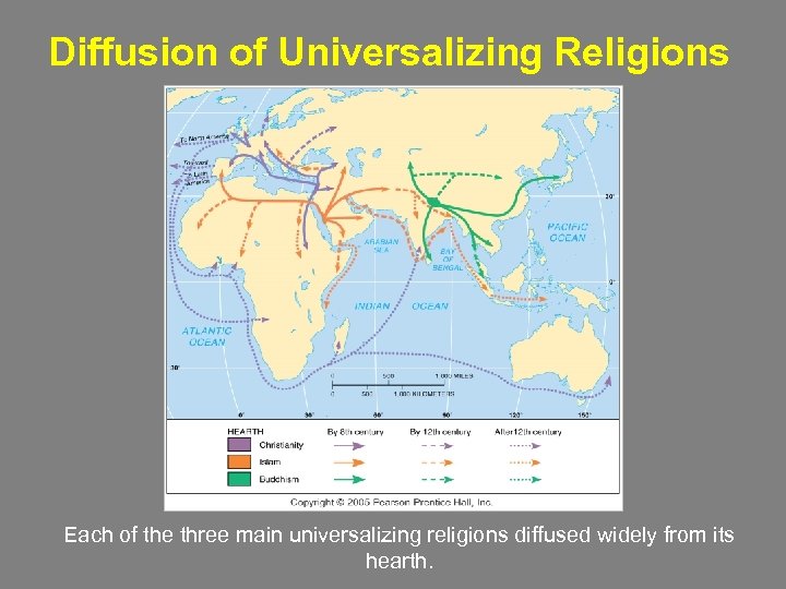 Diffusion of Universalizing Religions Each of the three main universalizing religions diffused widely from