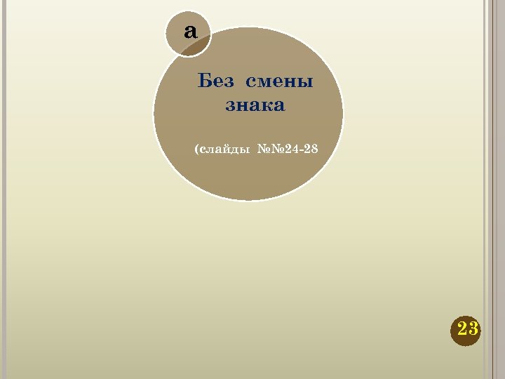 а Без смены знака (слайды №№ 24 -28 23 
