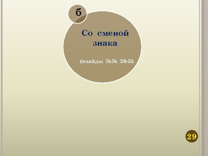 б Со сменой знака (слайды №№ 30 -35 29 