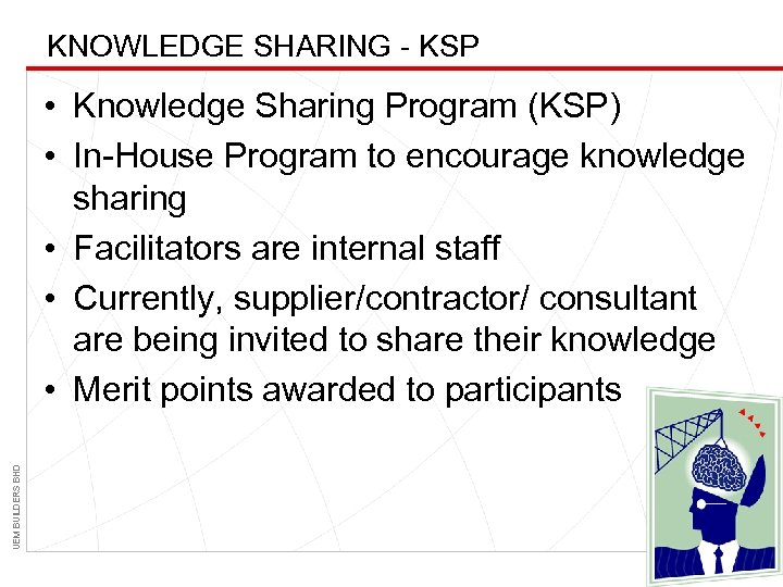 KNOWLEDGE SHARING - KSP UEM BUILDERS BHD • Knowledge Sharing Program (KSP) • In-House