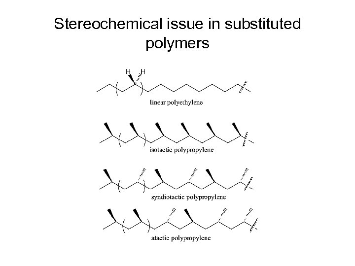 Stereochemical issue in substituted polymers 