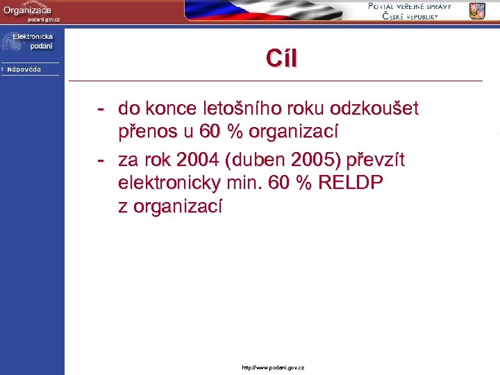 Cíl - do konce letošního roku odzkoušet přenos u 60 % organizací - za