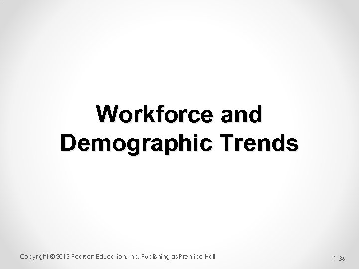 Workforce and Demographic Trends Copyright © 2013 Pearson Education, Inc. Publishing as Prentice Hall