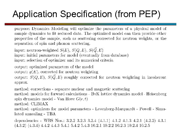 Application Specification (from PEP) 