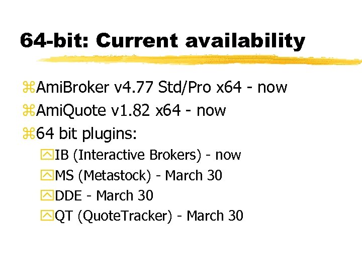 64 -bit: Current availability z. Ami. Broker v 4. 77 Std/Pro x 64 -