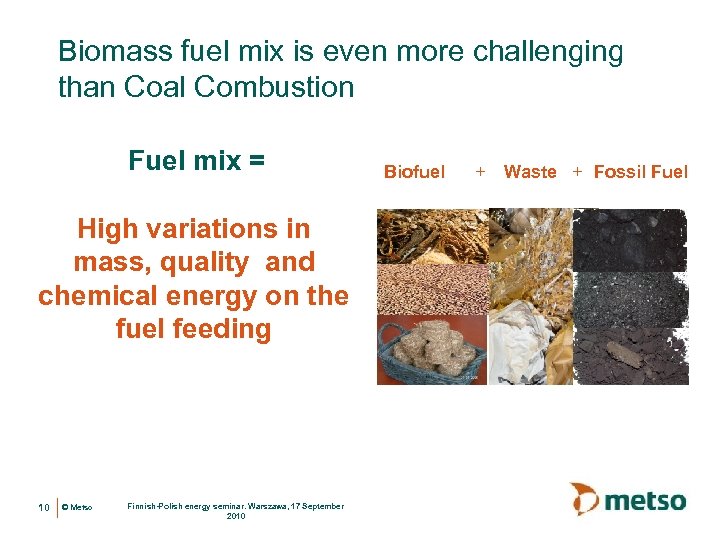 Biomass fuel mix is even more challenging than Coal Combustion Fuel mix = High