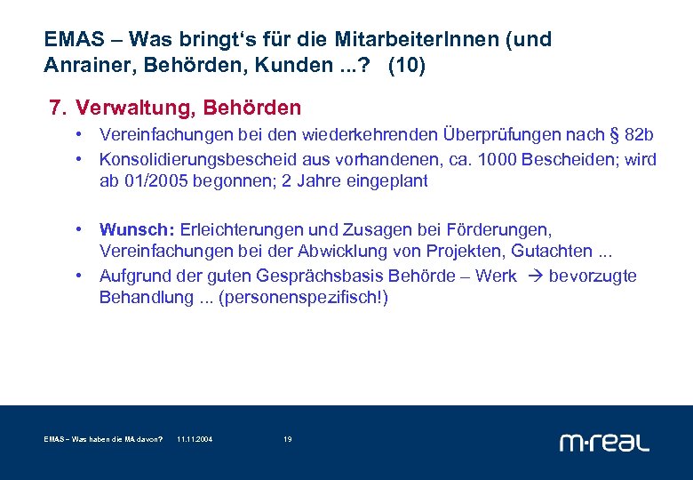 EMAS – Was bringt‘s für die Mitarbeiter. Innen (und Anrainer, Behörden, Kunden. . .