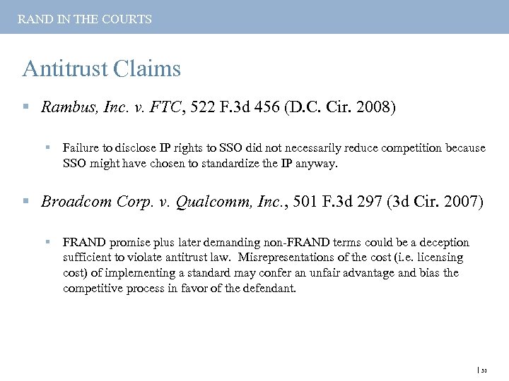 RAND IN THE COURTS Antitrust Claims § Rambus, Inc. v. FTC, 522 F. 3