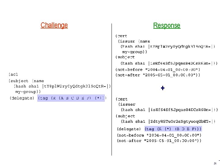 Challenge Response + 31 