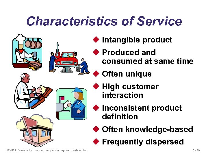 Characteristics of Service u Intangible product u Produced and consumed at same time u
