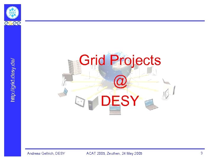 http: //grid. desy. de/ Grid Projects @ DESY Andreas Gellrich, DESY ACAT 2005, Zeuthen,