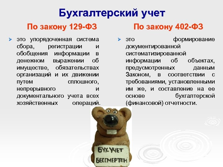 Бухгалтерский учет По закону 129 -ФЗ Ø это упорядоченная система сбора, регистрации и обобщения