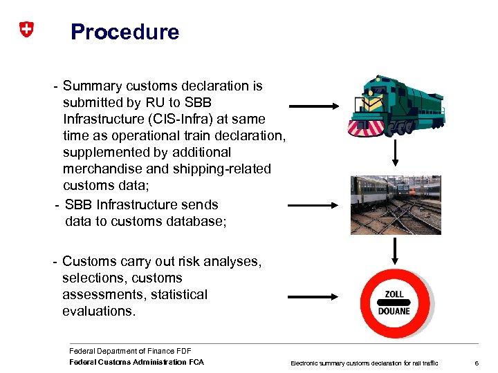 Procedure - Summary customs declaration is submitted by RU to SBB Infrastructure (CIS-Infra) at