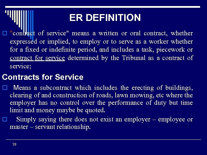 ER DEFINITION o 