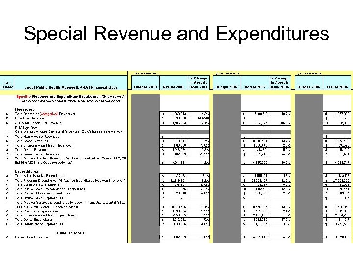 Special Revenue and Expenditures 