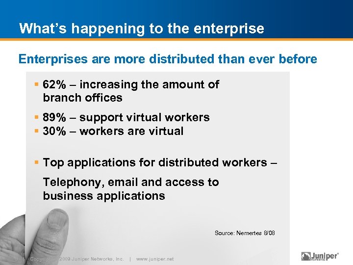 What’s happening to the enterprise Enterprises are more distributed than ever before § 62%