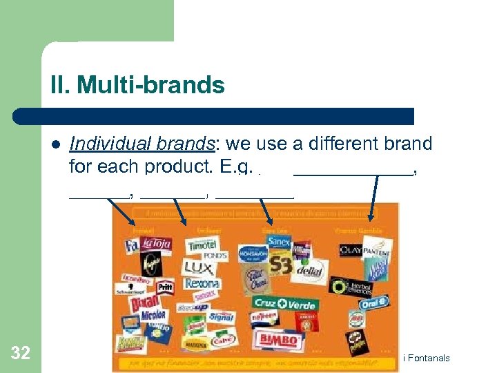 II. Multi-brands l 32 Individual brands: we use a different brand for each product.