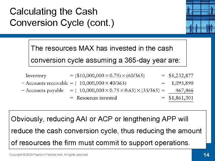 Calculating the Cash Conversion Cycle (cont. ) The resources MAX has invested in the