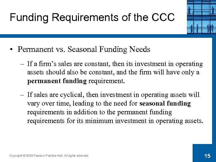 Funding Requirements of the CCC • Permanent vs. Seasonal Funding Needs – If a