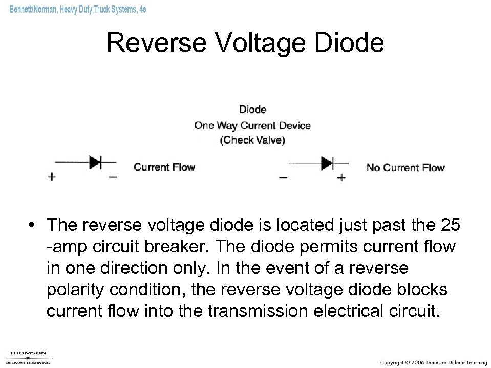 Reverse Voltage Diode • The reverse voltage diode is located just past the 25