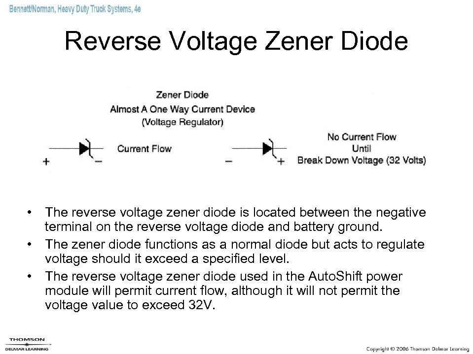 Reverse Voltage Zener Diode • The reverse voltage zener diode is located between the