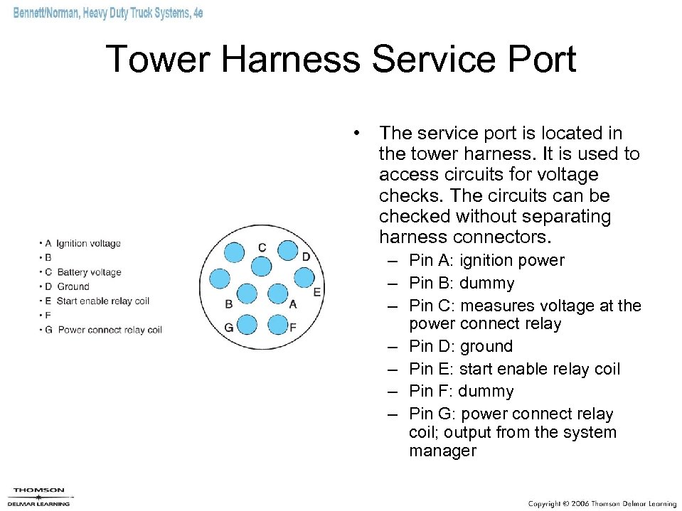 Tower Harness Service Port • The service port is located in the tower harness.