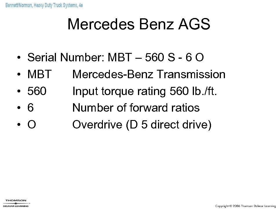 Mercedes Benz AGS • • • Serial Number: MBT – 560 S - 6