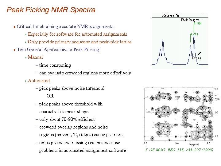 Peak Picking NMR Spectra t Critical for obtaining accurate NMR assignments Ø Ø t