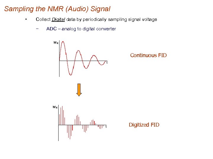 Sampling the NMR (Audio) Signal • Collect Digital data by periodically sampling signal voltage