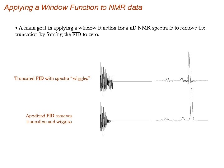 Applying a Window Function to NMR data • A main goal in applying a