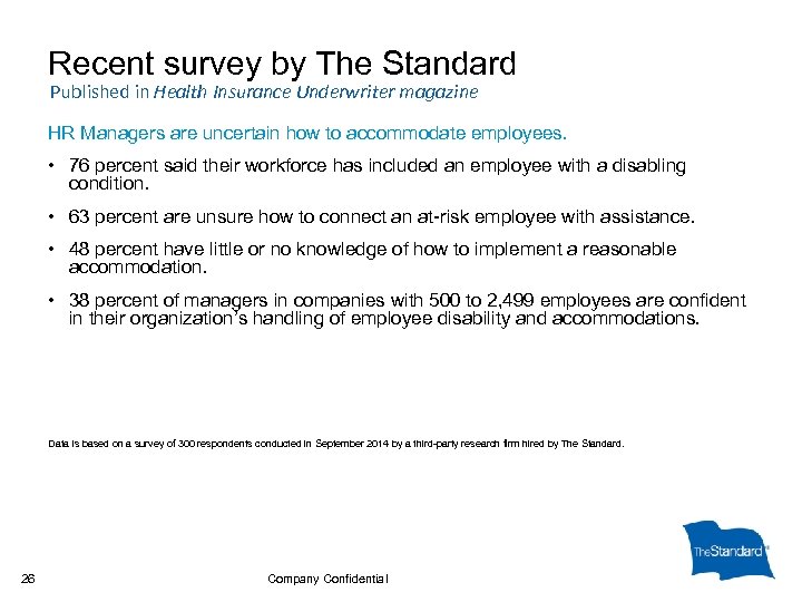 Recent survey by The Standard Published in Health Insurance Underwriter magazine HR Managers are
