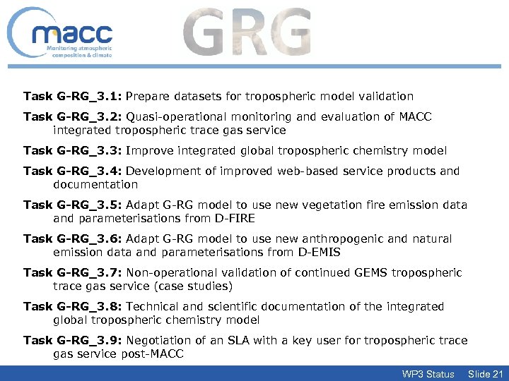 Task G-RG_3. 1: Prepare datasets for tropospheric model validation Task G-RG_3. 2: Quasi-operational monitoring