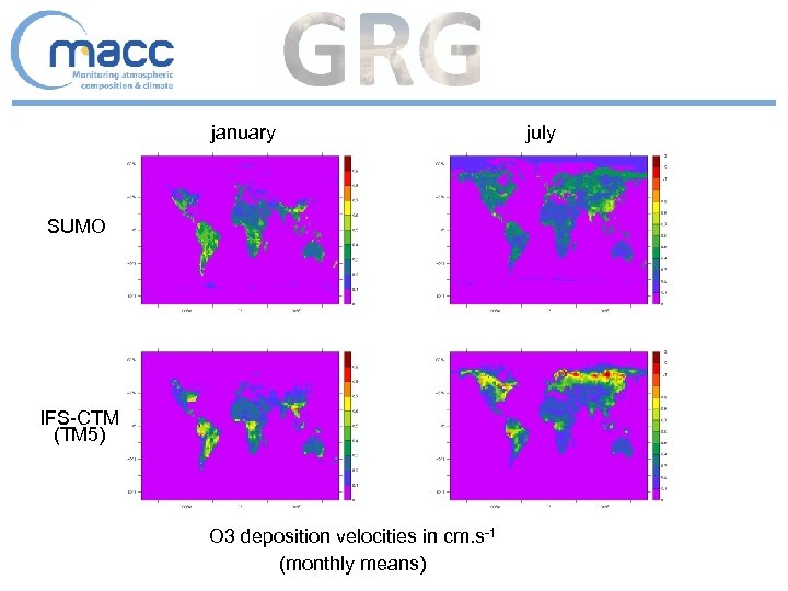 january SUMO IFS-CTM (TM 5) O 3 deposition velocities in cm. s-1 (monthly means)