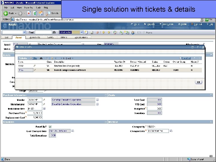 IBM Software Group Single solution with tickets & details 80 