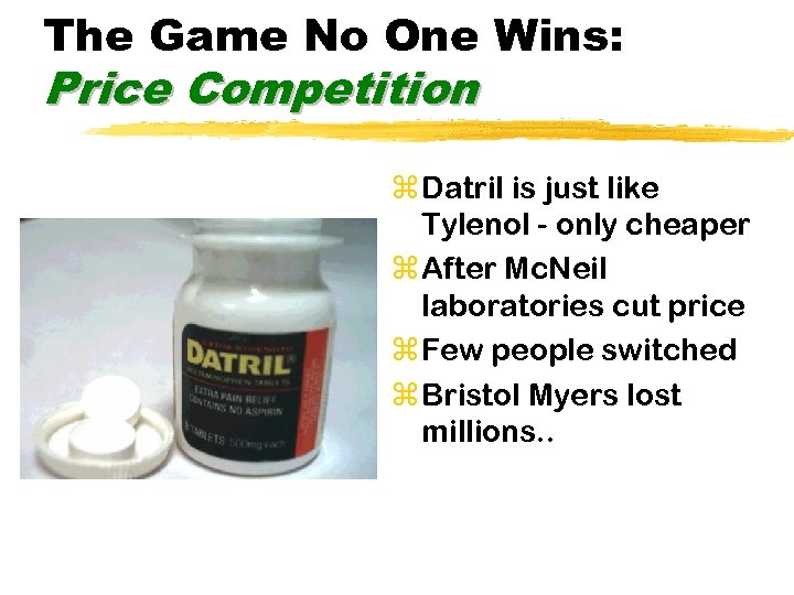 The Game No One Wins: Price Competition z Datril is just like Tylenol -