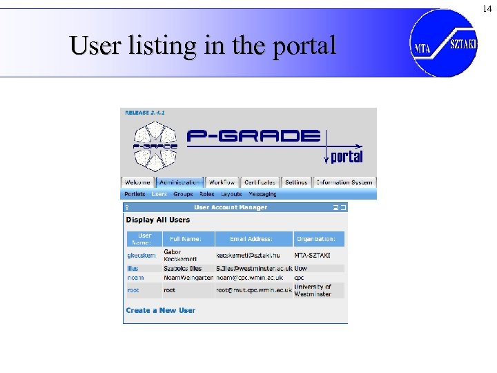 14 User listing in the portal 