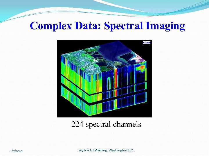 Complex Data: Spectral Imaging 224 spectral channels 1/7/2010 215 th AAS Meeting, Washington DC