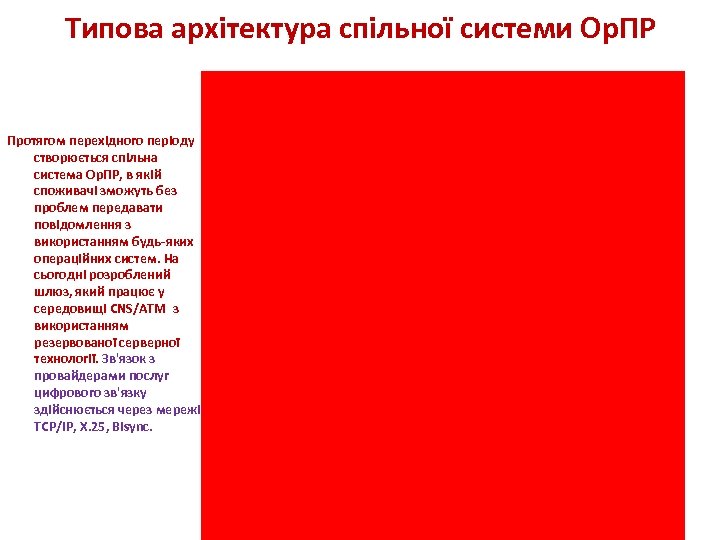 Типова архітектура спільної системи Ор. ПР Протягом перехідного періоду створюється спільна система Ор. ПР,