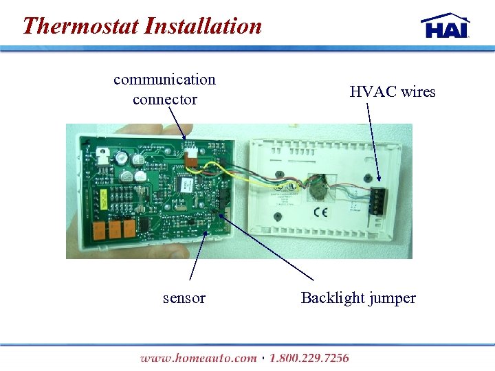 Thermostat Installation communication connector sensor HVAC wires Backlight jumper 
