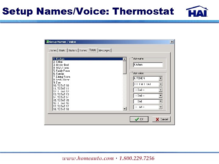 Setup Names/Voice: Thermostat 