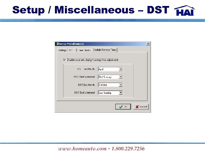 Setup / Miscellaneous – DST 