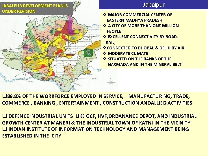 JABALPUR DEVELOPMENT PLAN IS UNDER REVISION Jabalpur v MAJOR COMMERCIAL CENTER OF EASTERN MADHYA