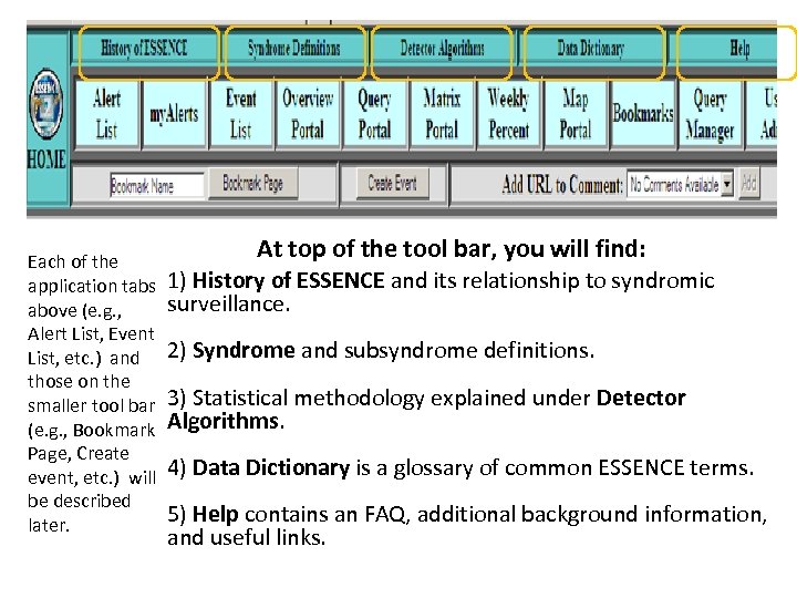 Each of the application tabs above (e. g. , Alert List, Event List, etc.
